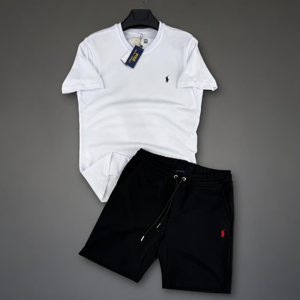 Ralph Lauren Classic мъжки къс спортен екип, бяло-черeн. Premium качество
