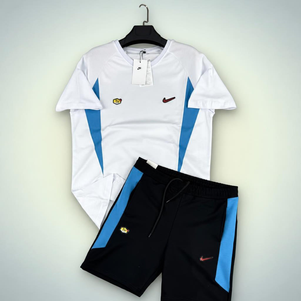 Nike TN мъжки къс спортен екип, бяло-черeн. Premium качество