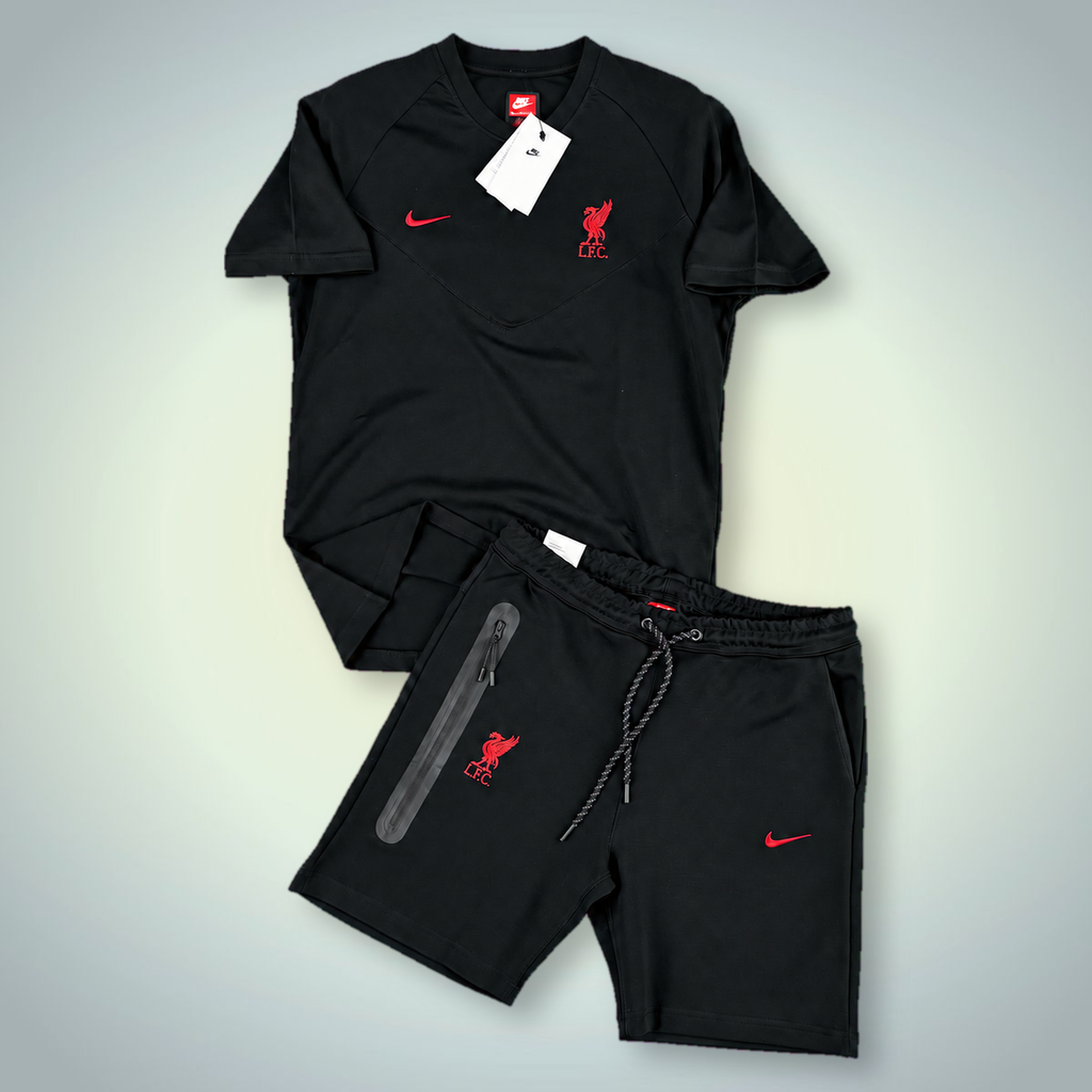 Nike Tech Fleece Liverpool мъжки спортен екип с къси панталонки, черен. Premium качество