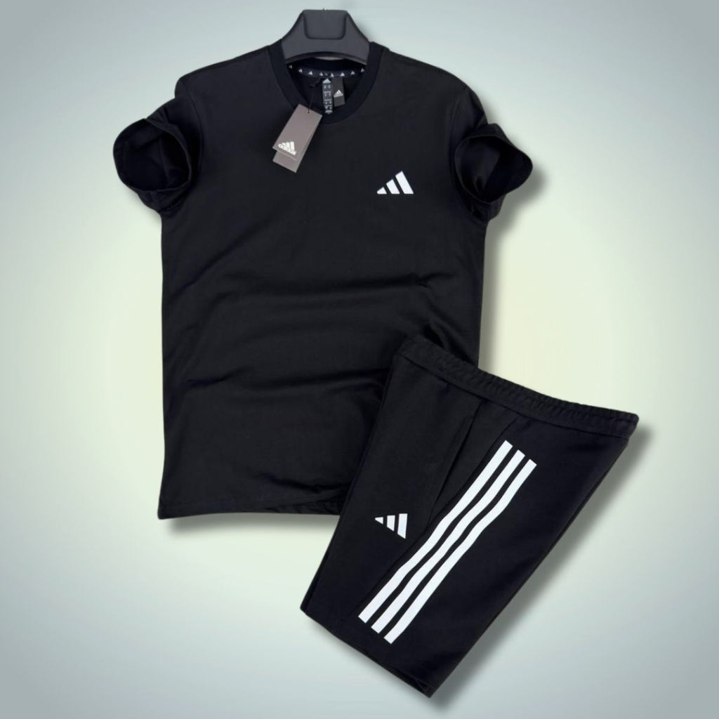Adidas мъжки спортен екип с къси панталонки, Basic, черен. Premium качество