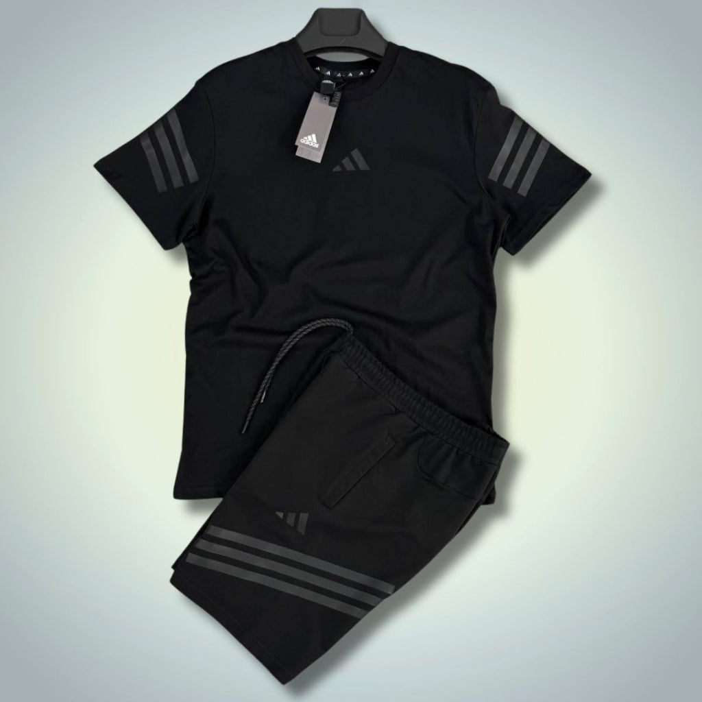Adidas мъжки спортен екип с къси панталонки, черен. Модел 2025. Premium качество