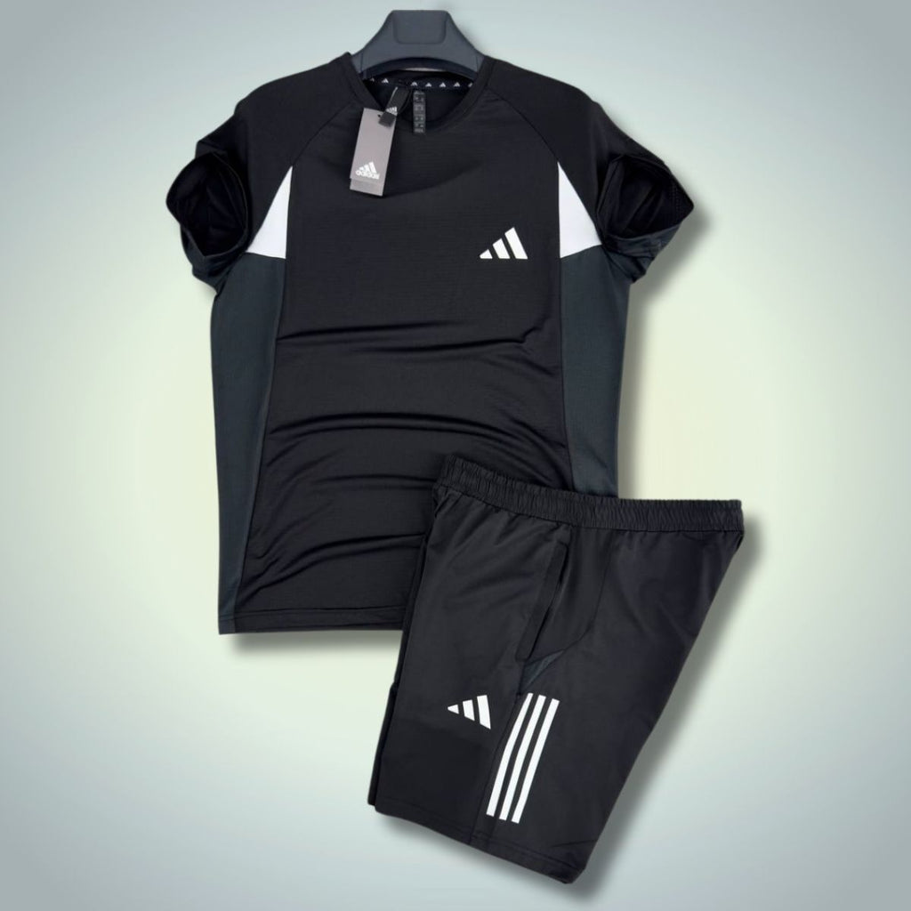Adidas мъжки екип с къси панталонки, спортен, черен. Premium качество