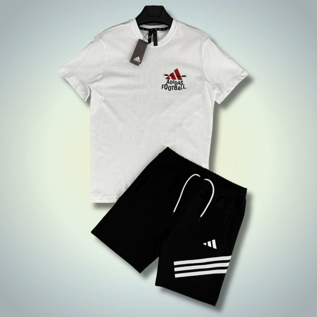 Adidas мъжки спортен екип с къси панталонки, Football, бял - черен. Premium качество