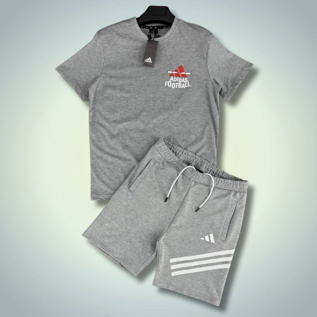 Adidas мъжки спортен екип с къси панталонки, Football, клсаическо сив. Premium качество
