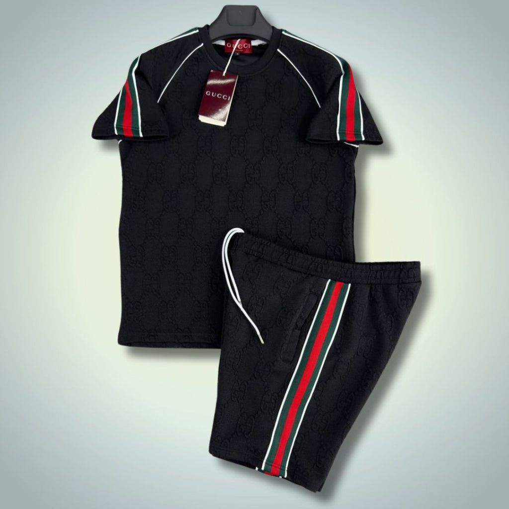Gucci мъжки спортен екип с къси панталонки, черен. Premium качество