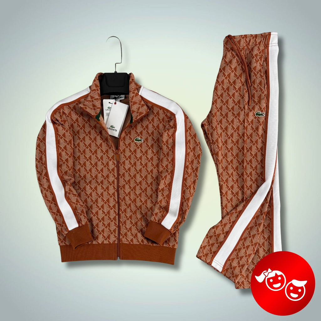 Lacoste детски спортен екип, Jacquard Monogram, бежов. Модел 2025. Premium качество