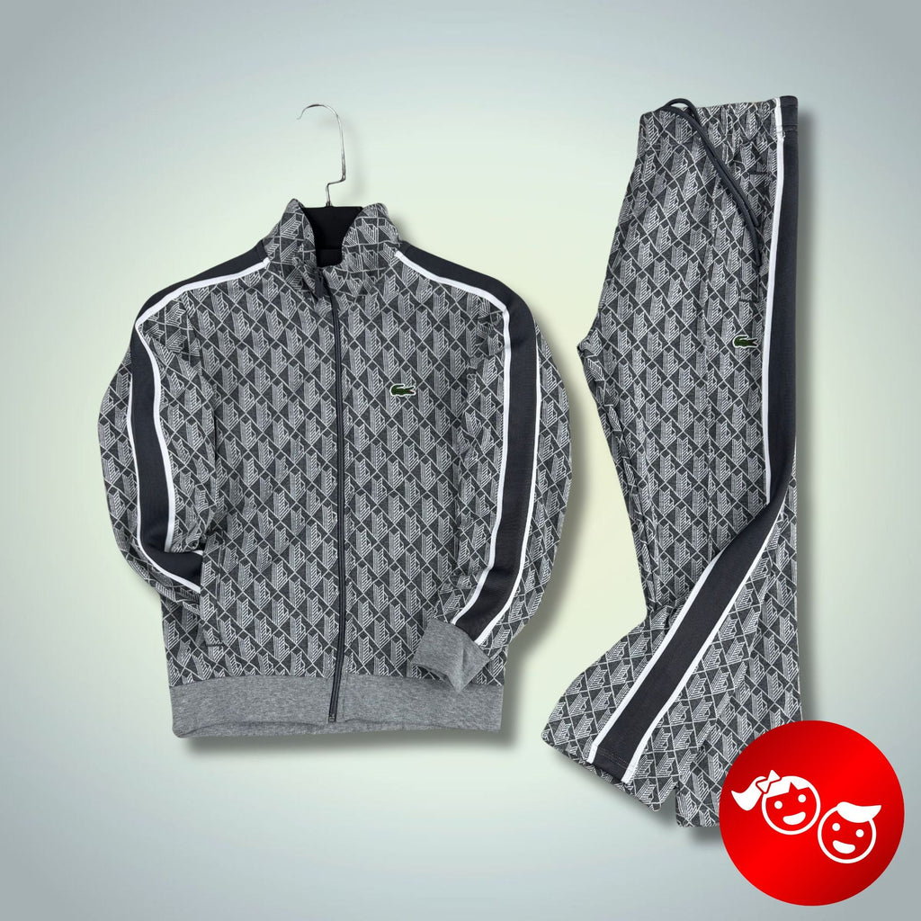 Lacoste детски спортен екип, Jacquard Monogram, графитен. Модел 2025. Premium качество