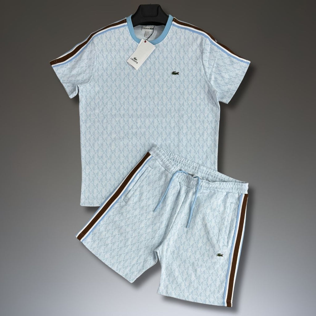 Lacoste мъжки спортен екип с къси панталонки, Jacquard, светлосин. Premium качество