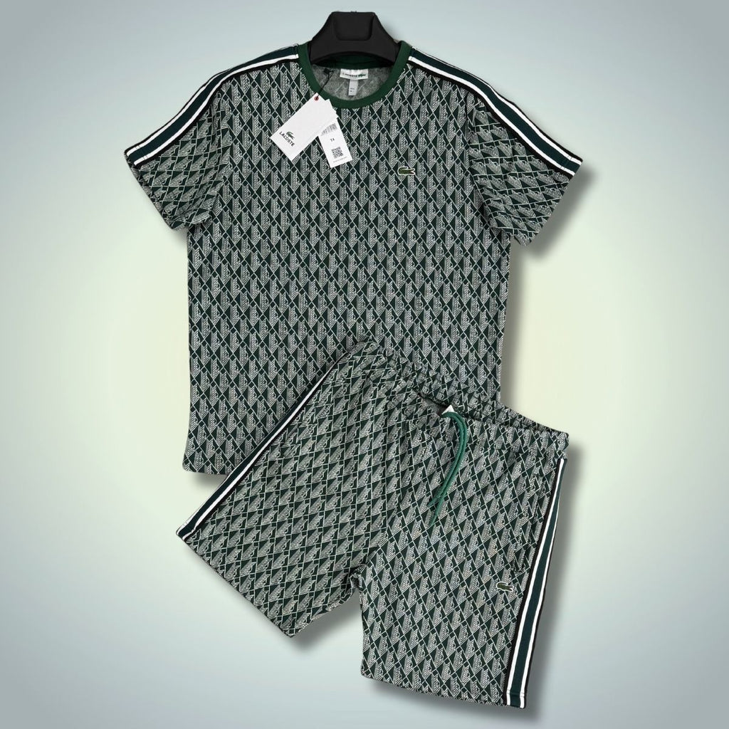 Lacoste мъжки спортен екип с къси панталонки, Jacquard, зелен. Premium качество