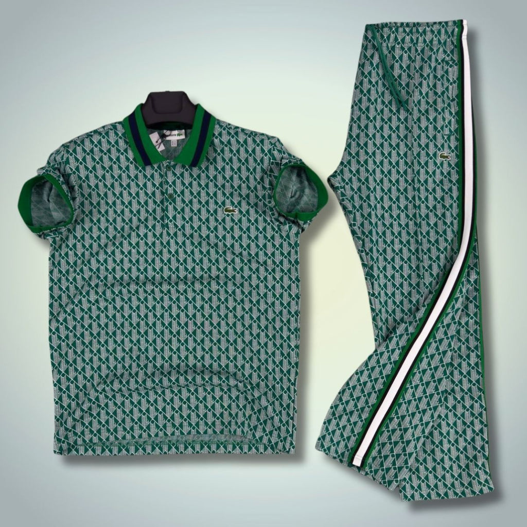 Lacoste мъжки летен спортен екип, Jacquard поло, зелен. Premium качество