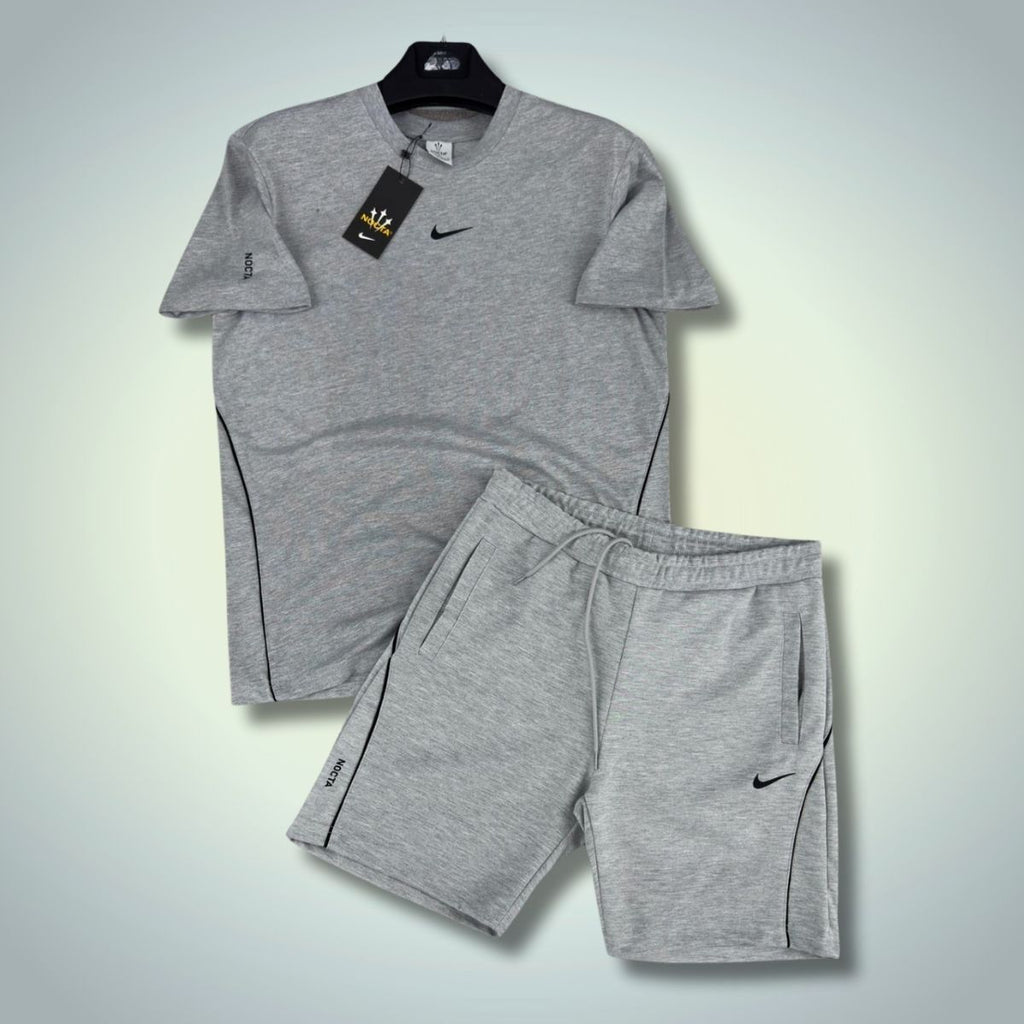 Nike Nocta мъжки спортен екип с къси панталонки, класическо сив. Premium качество