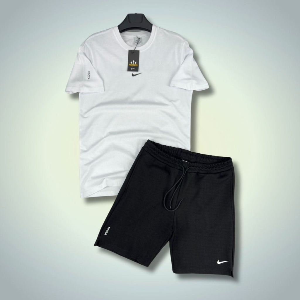 Nike Nocta мъжки спортен екип с къси панталонки, бял - черен. Premium качество
