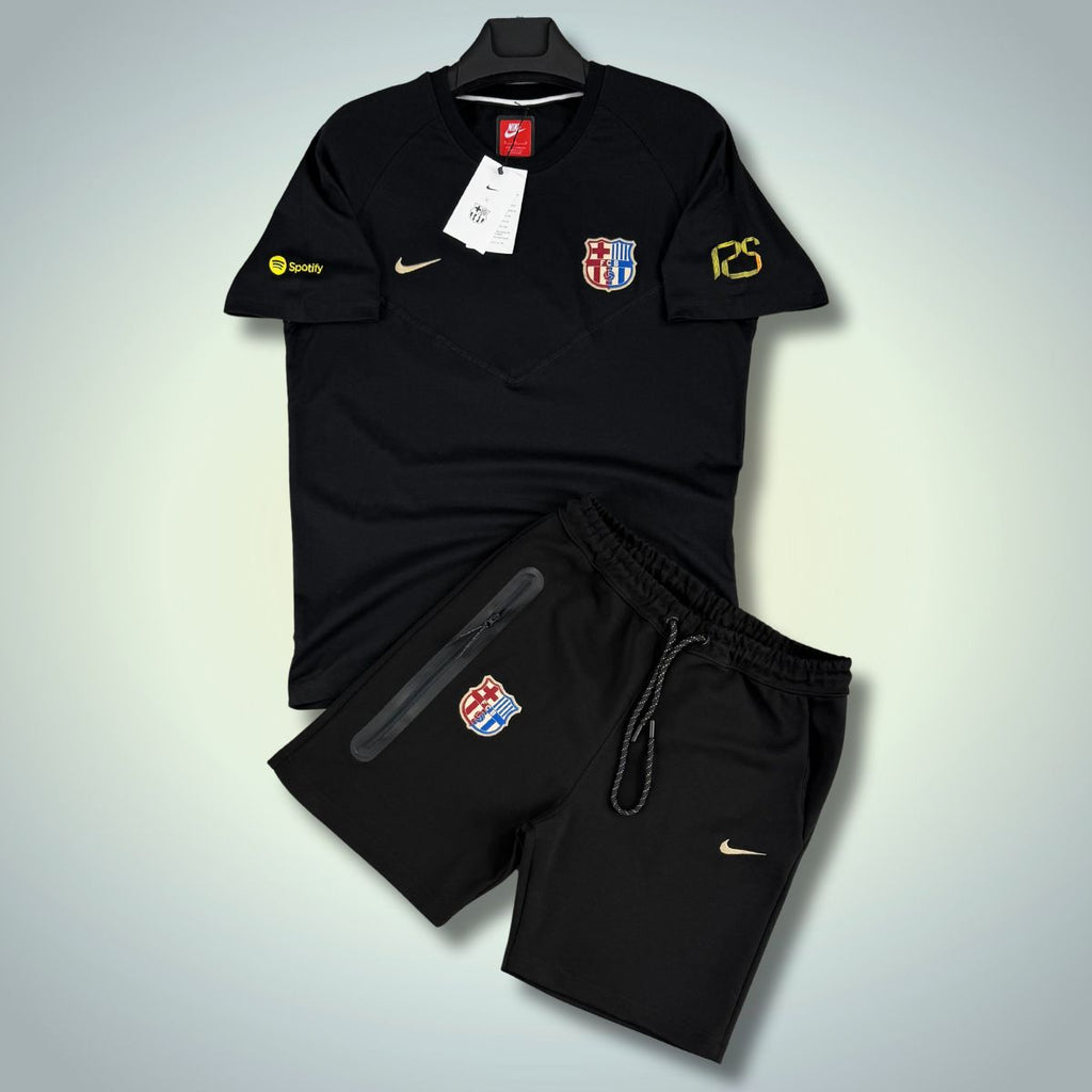 Nike Barcelona Tech Fleece мъжки спортен екип с къси панталонки, черен. Premium качество