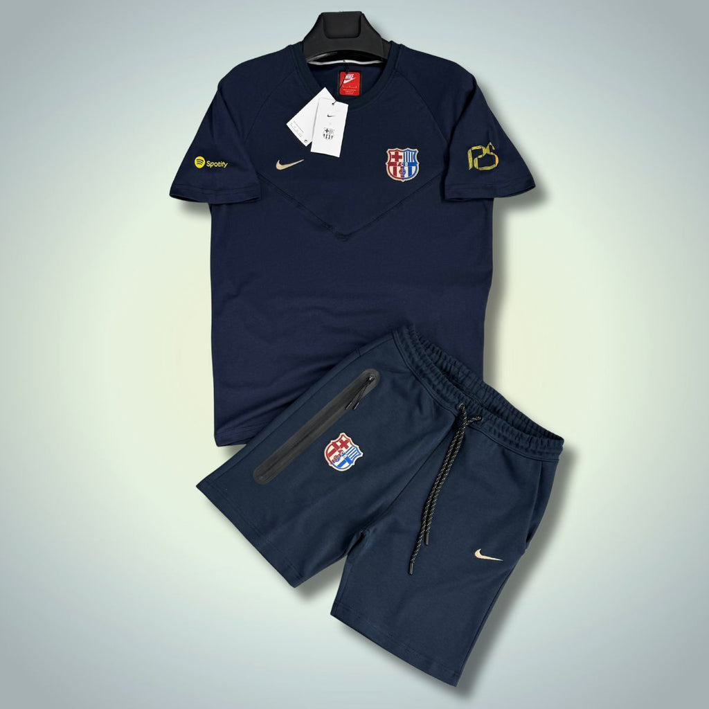 Nike Barcelona Tech Fleece мъжки спортен екип с къси панталонки, тъмносин. Premium качество