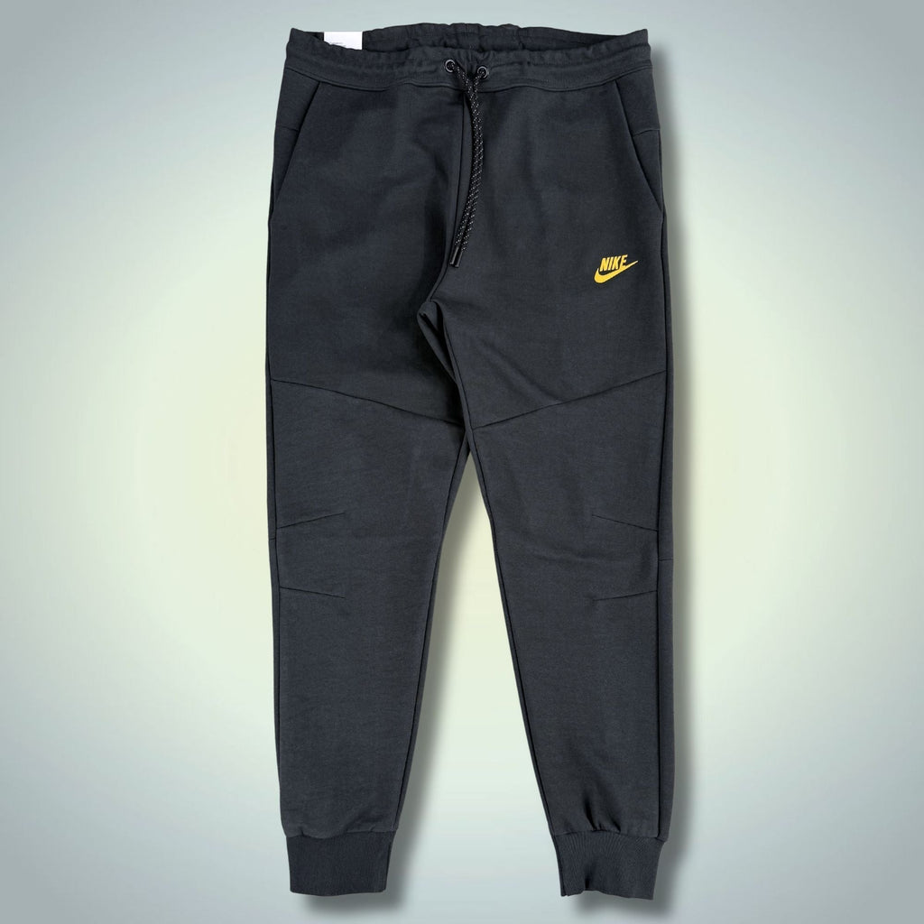 Nike Tech Fleece мъжко спортно графитено долнище, жълто лого. Premium качество