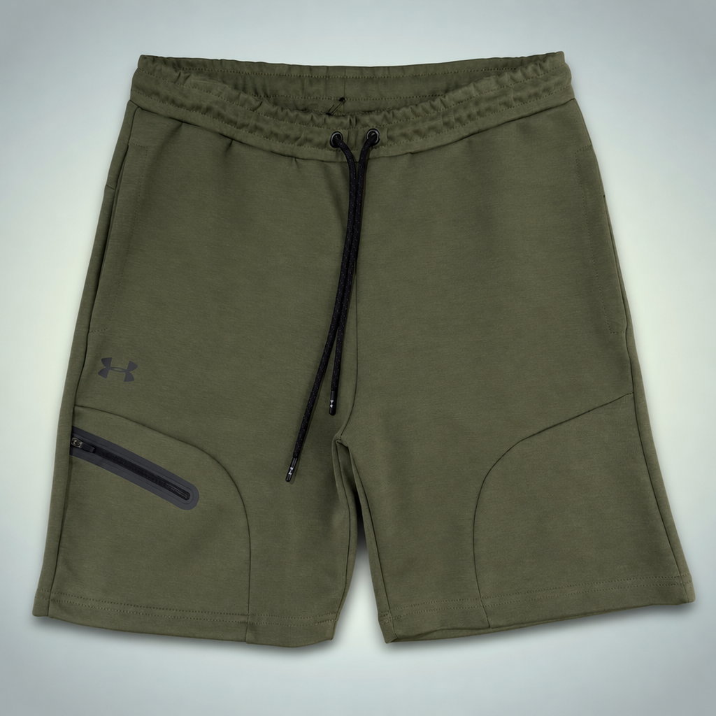 Under Armour Fleece мъжки спортни къси панталонки, маслиново зелено. Premium качество