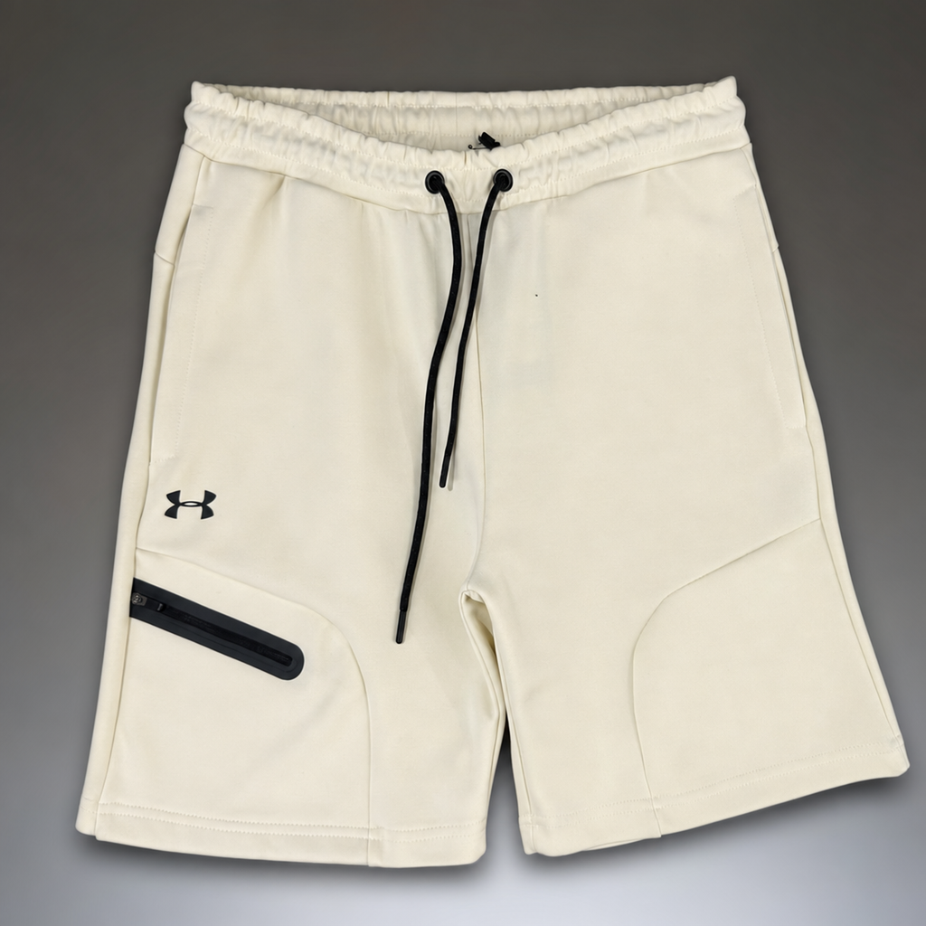 Under Armour Fleece мъжки спортни къси панталонки, слонова кост. Premium качество
