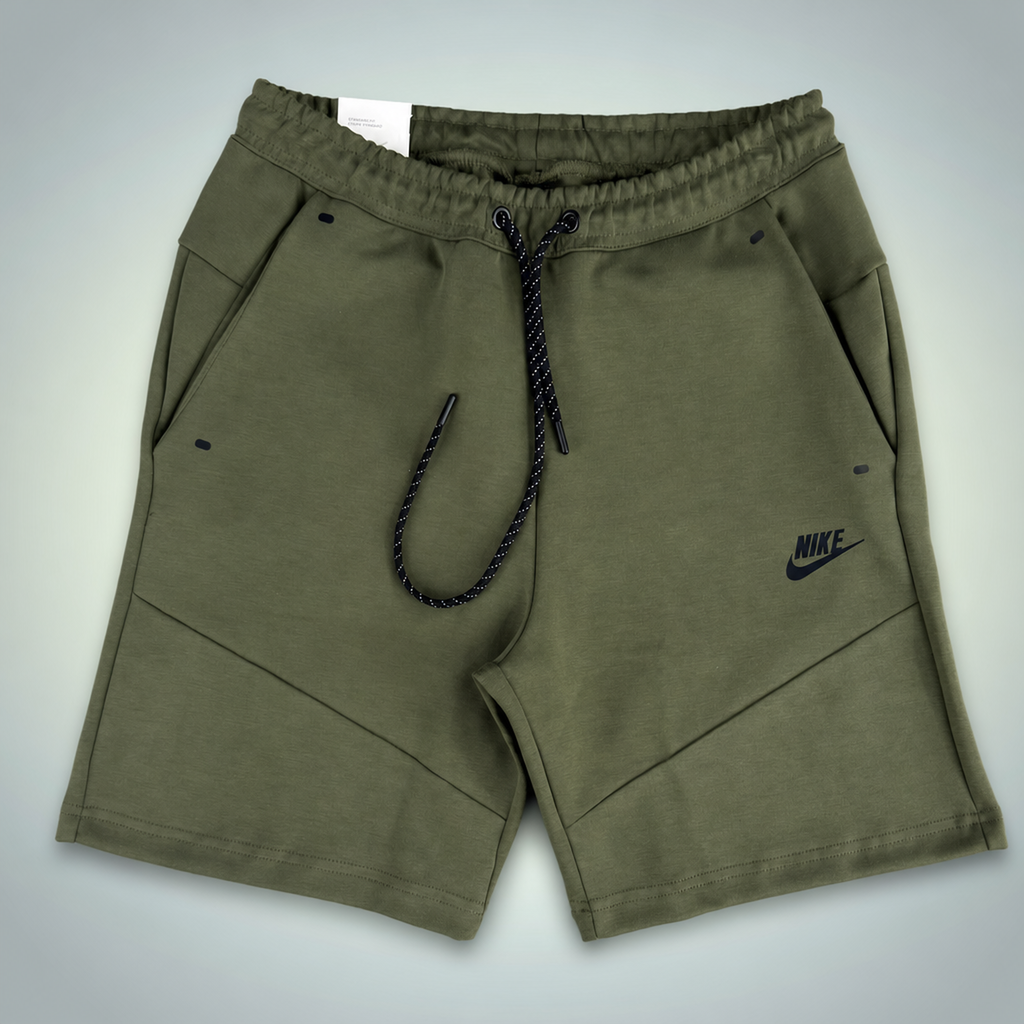 Nike Tech Fleece мъжки спортни къси панталонки, маслиново зелено. Premium качество