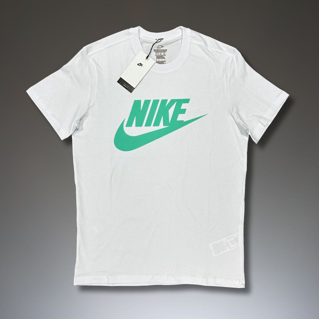 Мъжка бяла тениска Nike, тюркоазено лого. Premium качество