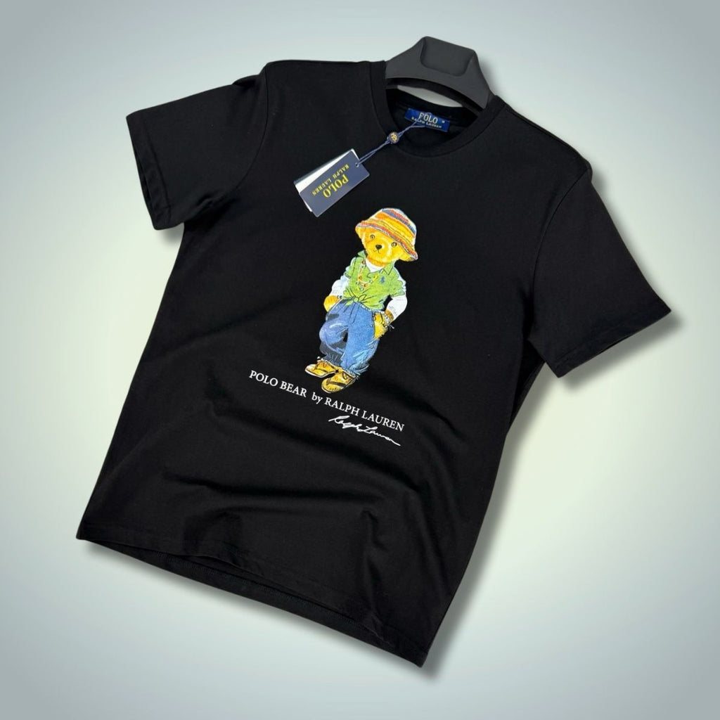 Мъжка черна тениска Ralph Lauren, голям принт. Premium качество