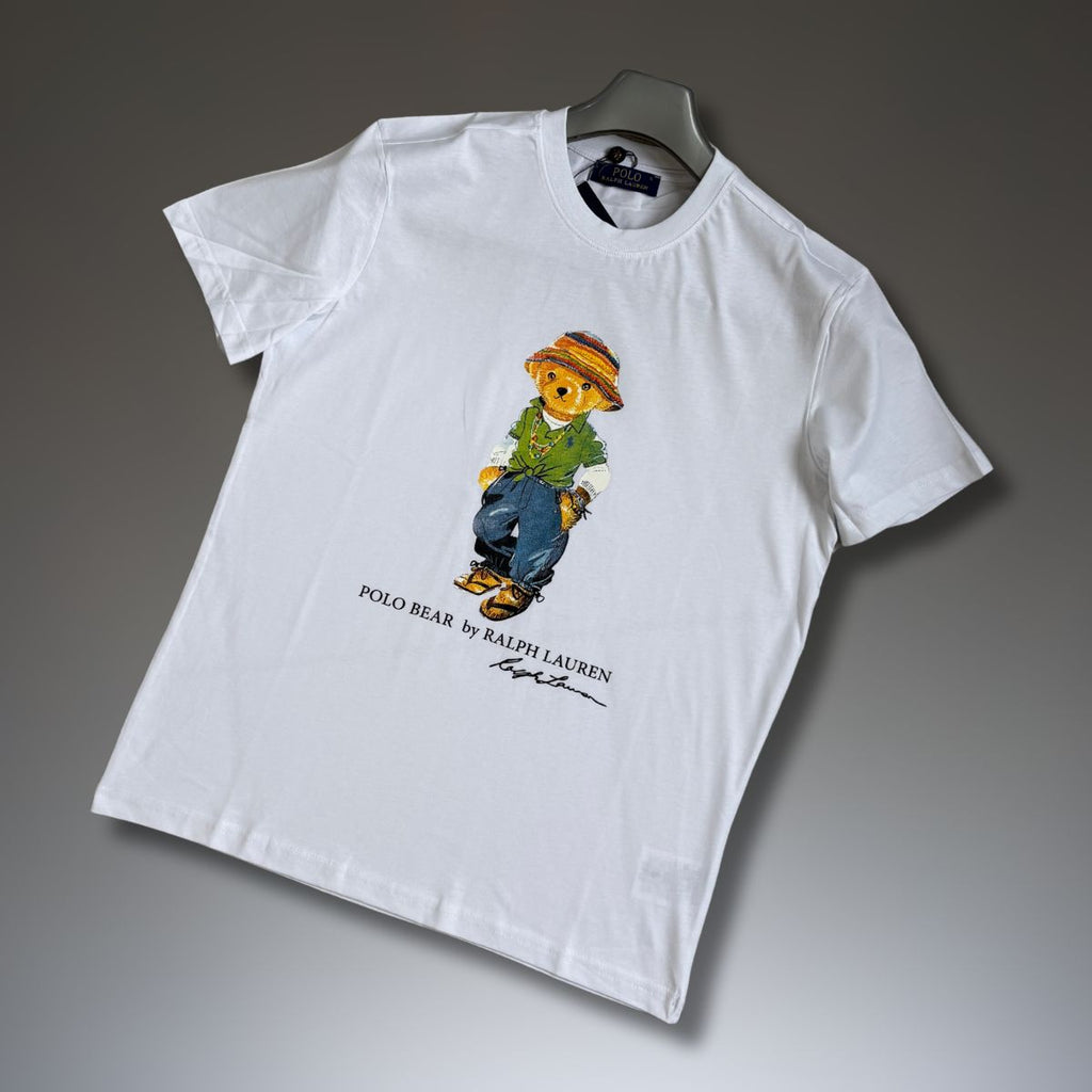 Мъжка бяла тениска Ralph Lauren, голям принт. Premium качество