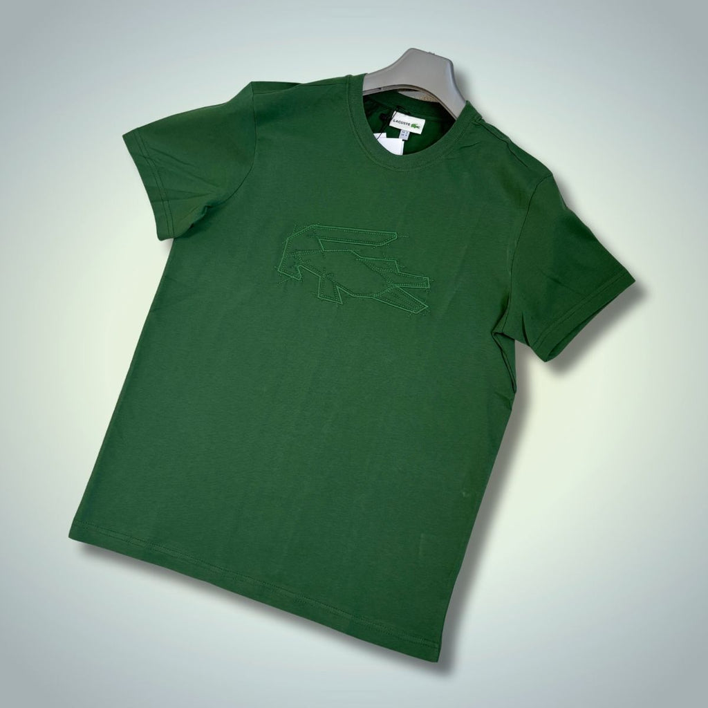 Мъжка зелена тениска Lacoste, скеч лого. Premium качество