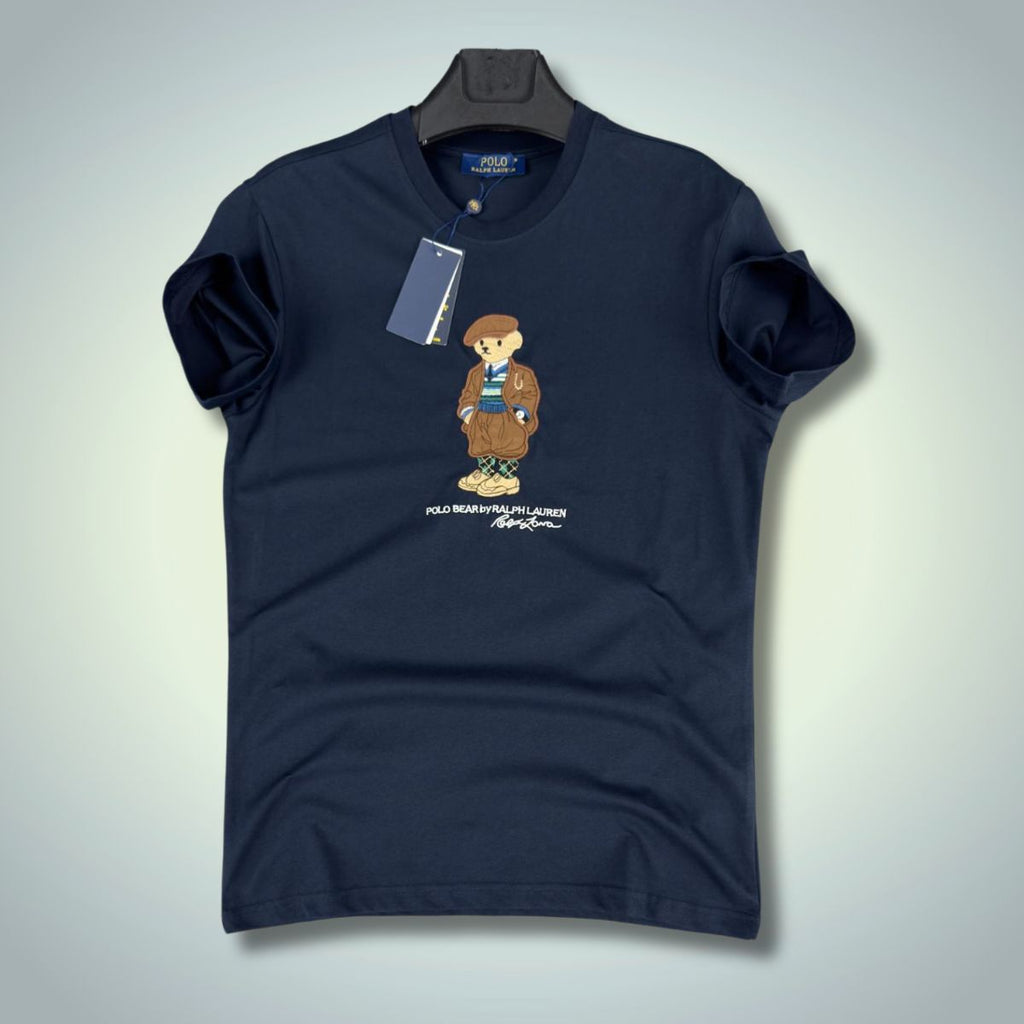 Мъжка тъмносиня тениска Ralph Lauren, бродирана мечка. Premium качество