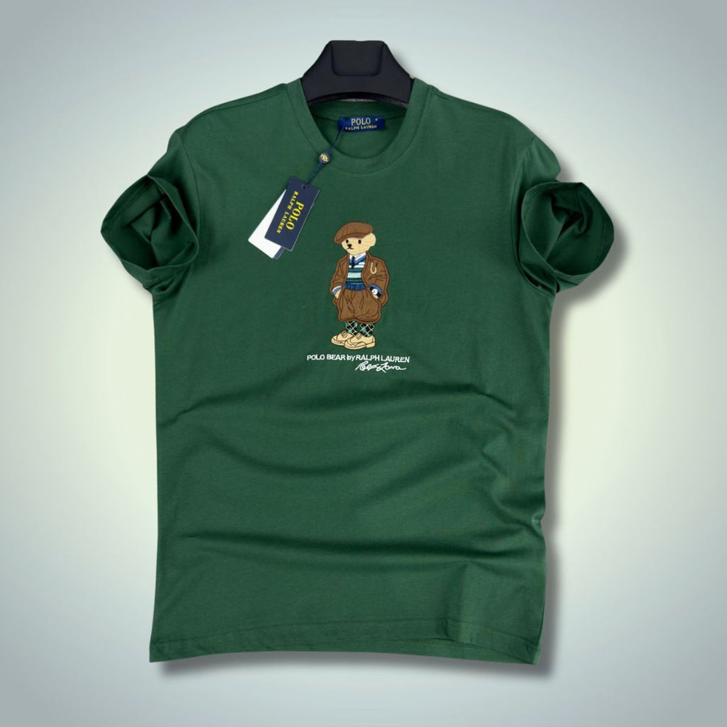 Мъжка зелена тениска Ralph Lauren, бродирана мечка. Premium качество