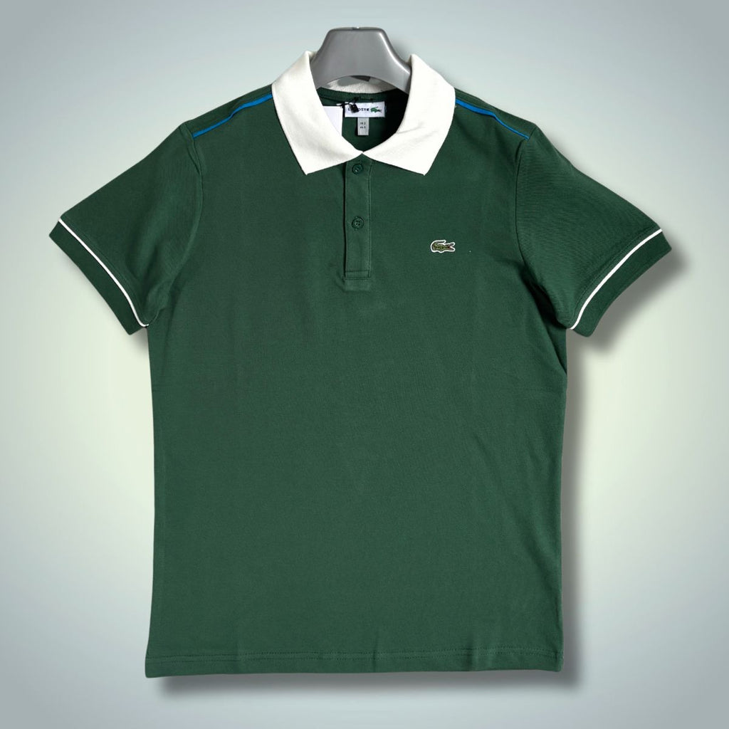 Мъжка поло тениска Lacoste, зелена - бяла. Premium качество