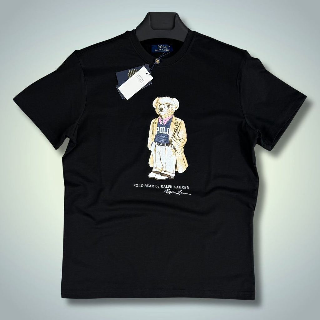 Мъжка черна тениска Ralph Lauren, college bear. Premium качество