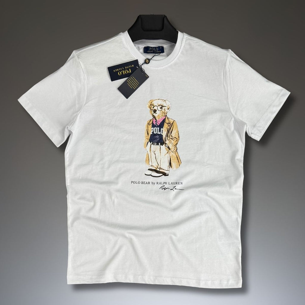 Мъжка бяла тениска Ralph Lauren, college bear. Premium качество