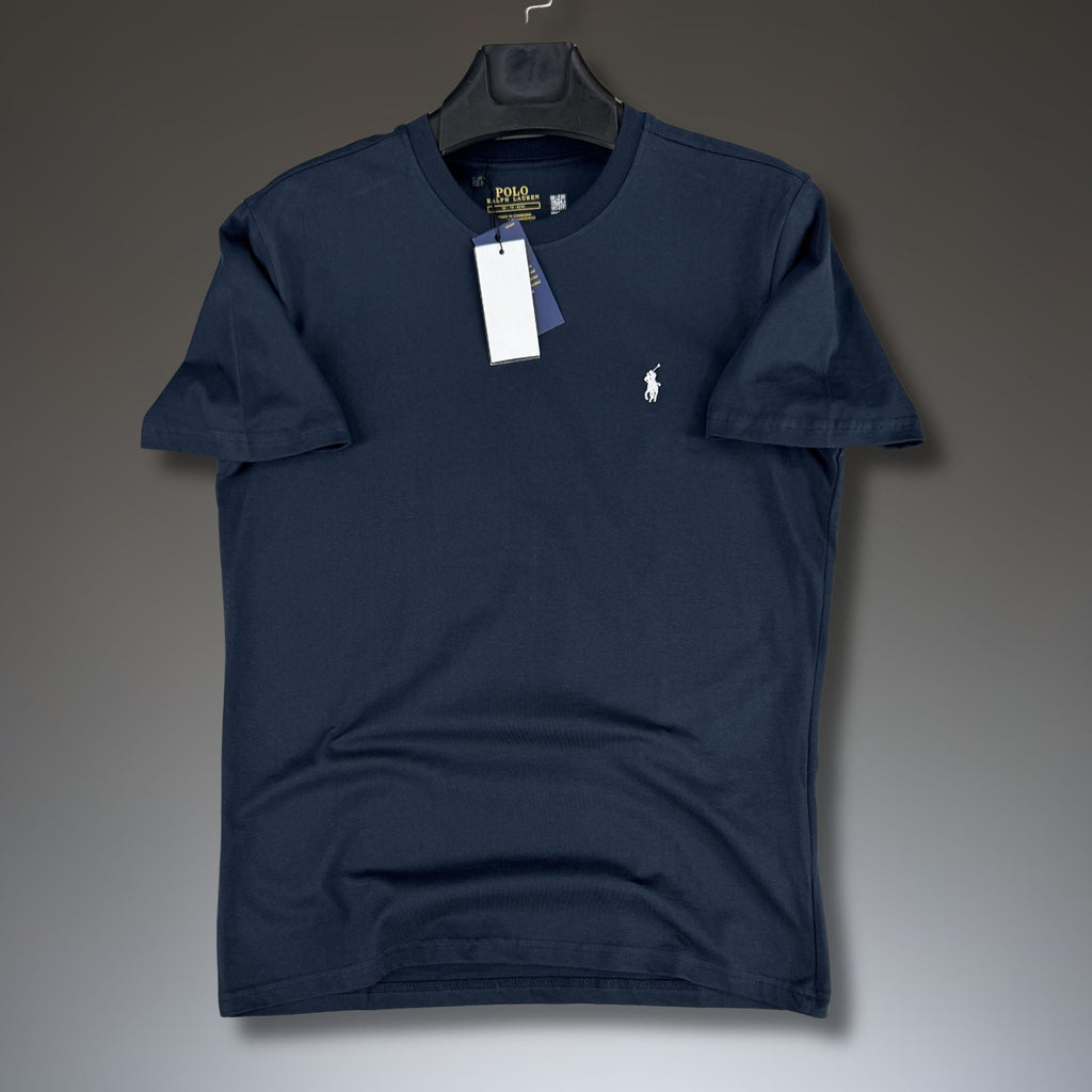 Мъжка тъмносиня тениска Ralph Lauren, бяло лого. Premium качество
