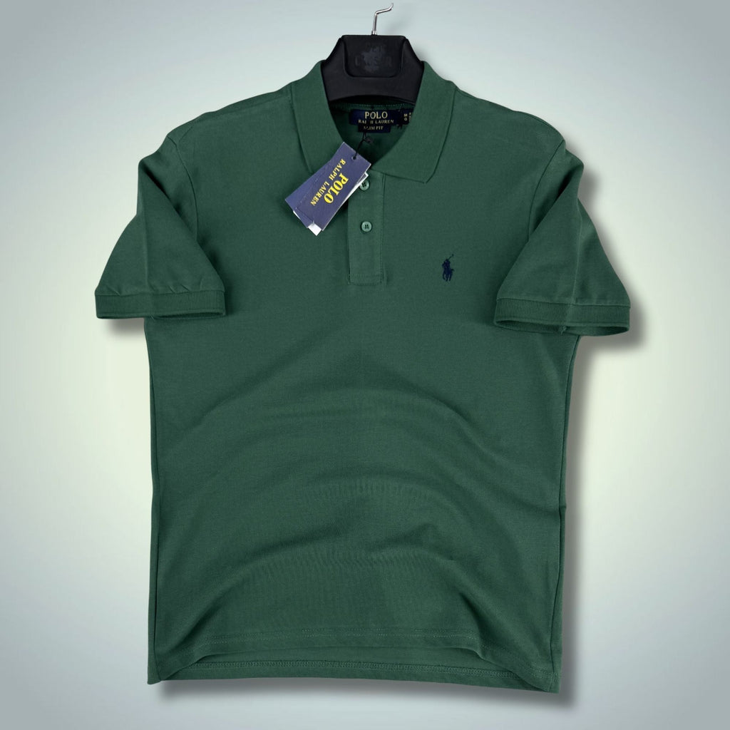 Мъжка зелена поло тениска Ralph Lauren, синьо лого. Premium качество