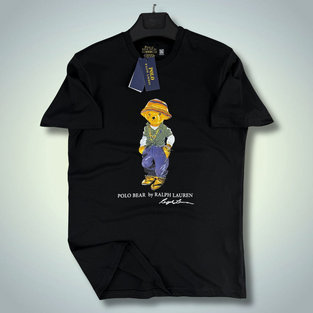 Мъжка черна тениска Ralph Lauren, принт мече. Premium качество