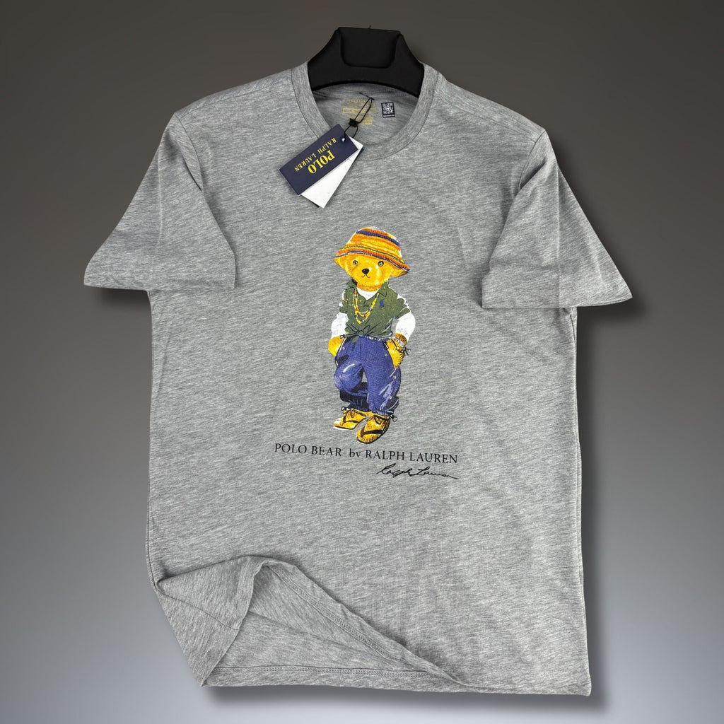 Мъжка класическо сива тениска Ralph Lauren, принт мече. Premium качество