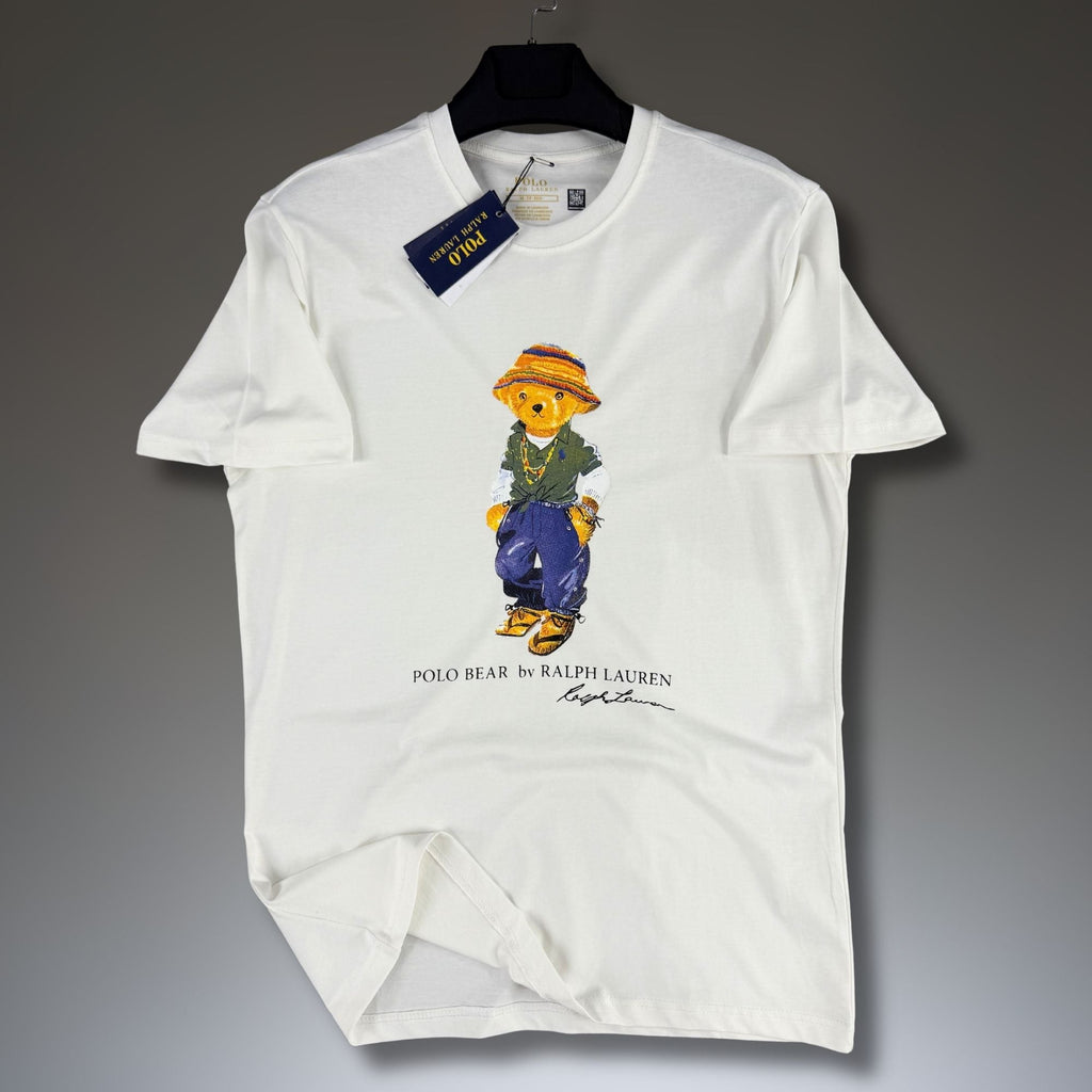 Мъжка бяла тениска Ralph Lauren, принт мече. Premium качество