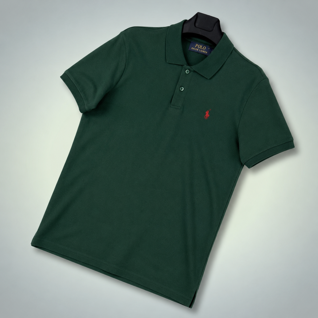 Мъжка зелена поло тениска Ralph Lauren, червено лого. Premium качество