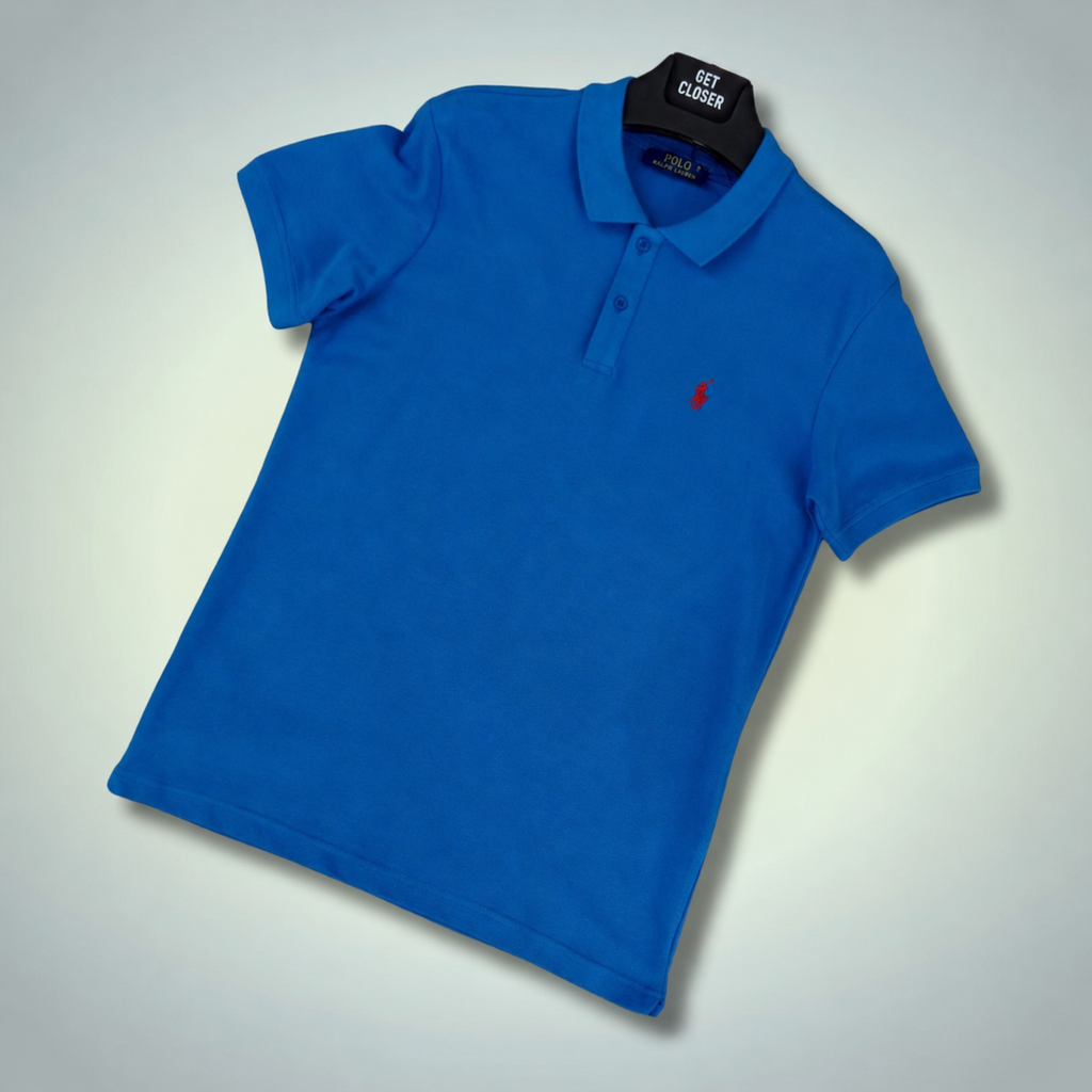 Мъжка синя поло тениска Ralph Lauren, червено лого. Premium качество