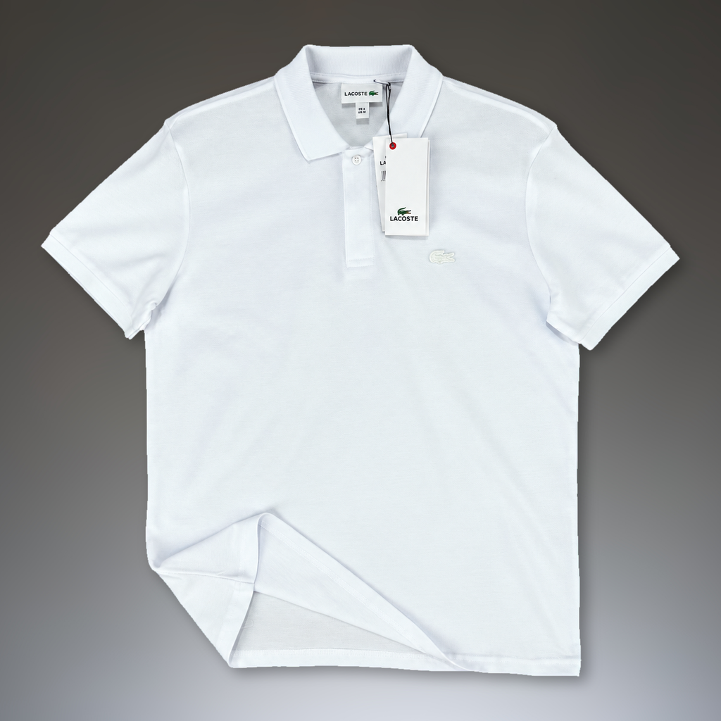 Мъжка бяла поло тениска Lacoste, с лого в тон. Premium качество