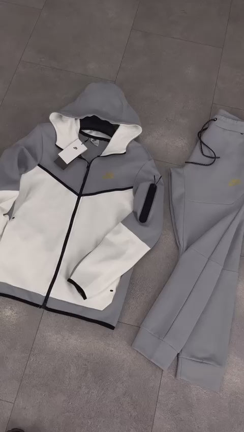 Nike Tech Fleece мъжки спортен екип, бяло и светло сиво. Premium качество