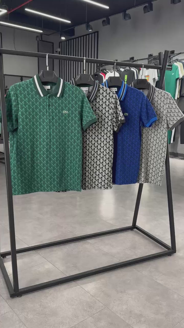 Lacoste мъжки летен спортен екип, Jacquard поло, тъмнозелен. Premium качество