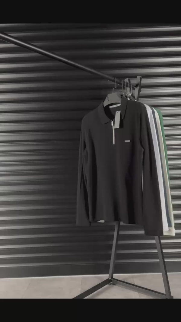 Мъжка черна поло тениска с дълъг ръкав Calvin Klein. Premium качество