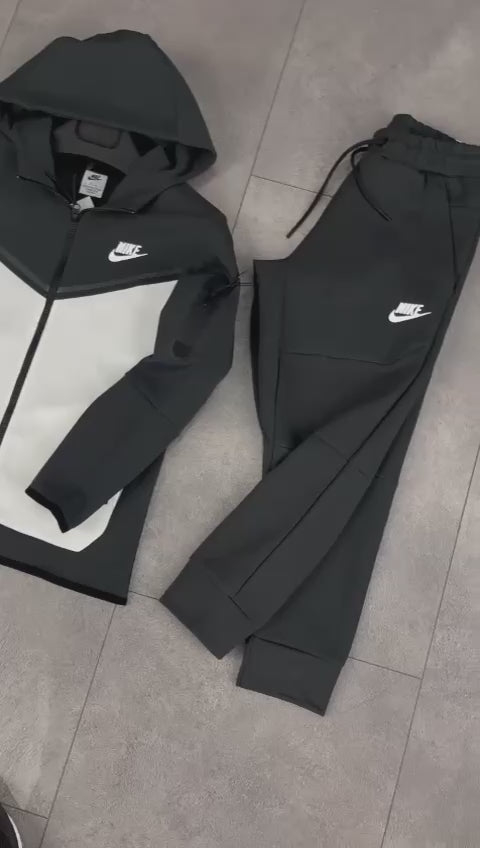 Nike Tech Fleece детски спортен екип, графитено и бяло. Premium качество
