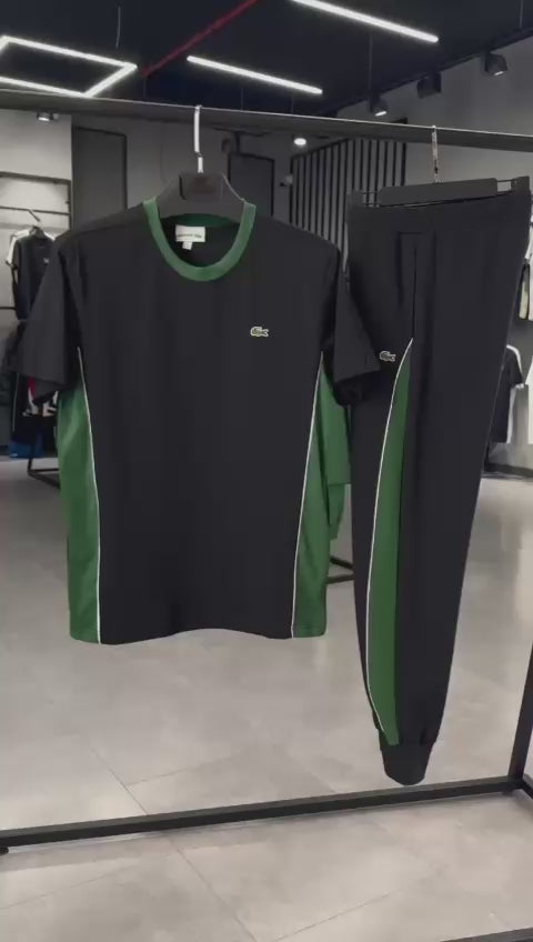 Lacoste мъжки летен спортен екип, черен - зелен. Premium качество