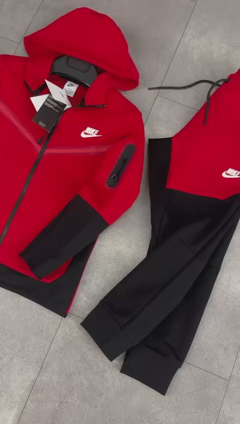 Nike Tech Fleece детски спортен екип, червено и черно. Premium качество